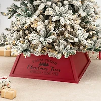 Glitzhome® 32" Red Trapezoid Farm Fresh Christmas Tree Collar