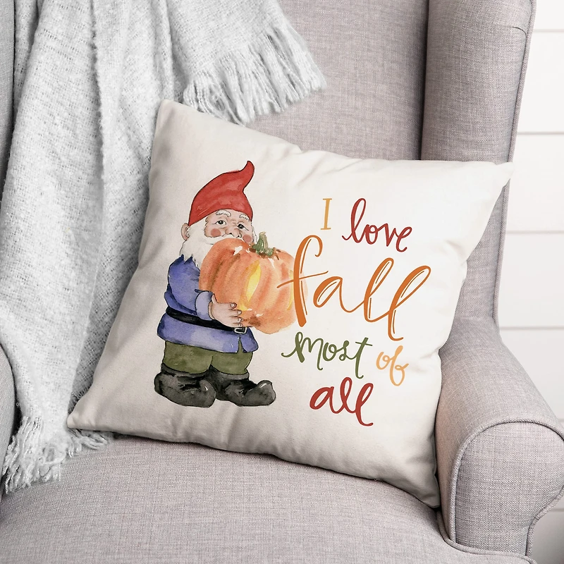 Fall Gnome Throw Pillow