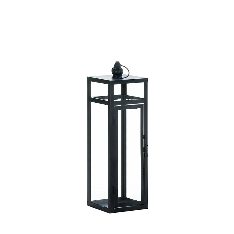 17" Black Dramatic Geometry Lantern