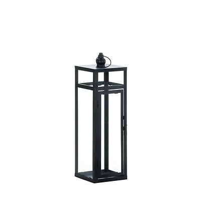 17" Black Dramatic Geometry Lantern