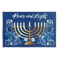 Stupell Industries Peace & Light Floral Hanukkah Menorah Wall Plaque Art