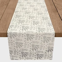 72" Simple Gray Florals Cotton Twill Runner