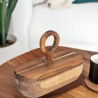 Hello Honey® 5" Acacia Wood Divided Container with Lid