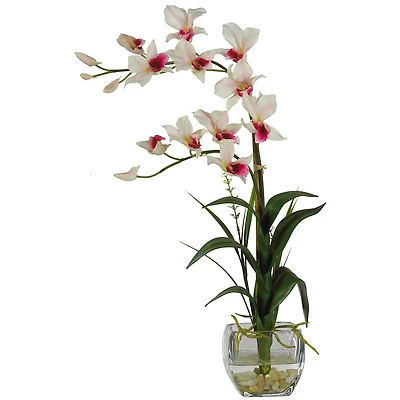 22" Pink Orchid Flower Arrangement in Glass Vase