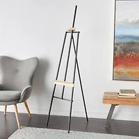 68.5" Black Metal Painter's Inspired 4-Tier Display Easel with Gold Accents