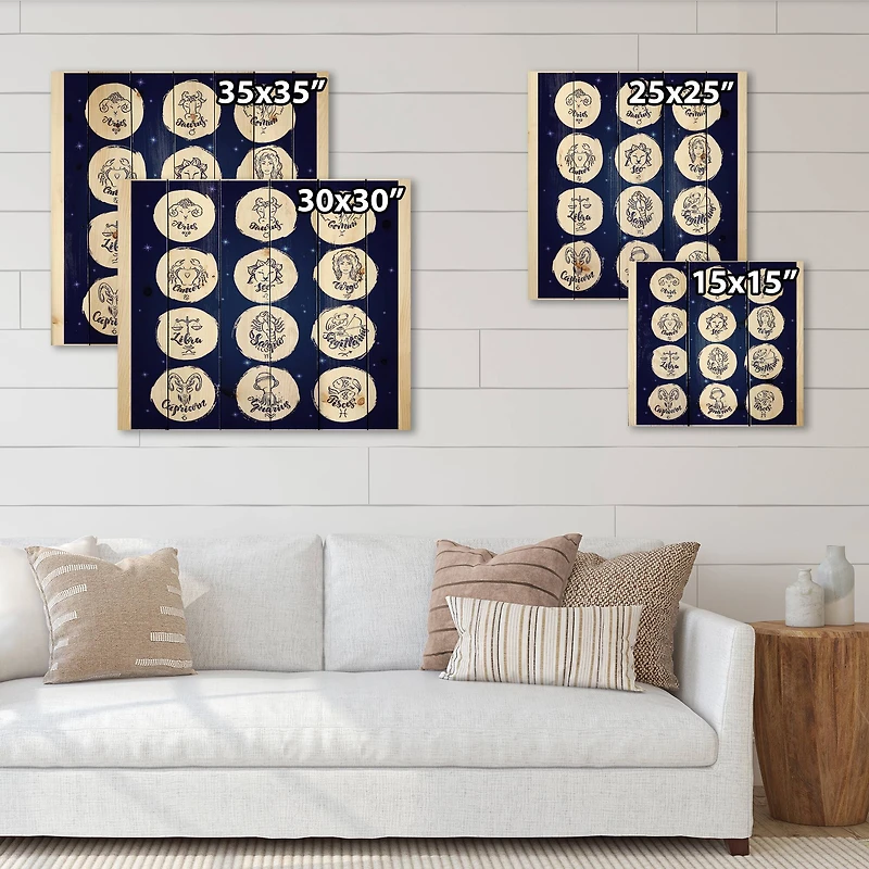 Designart - Zodiac Signs On Blue