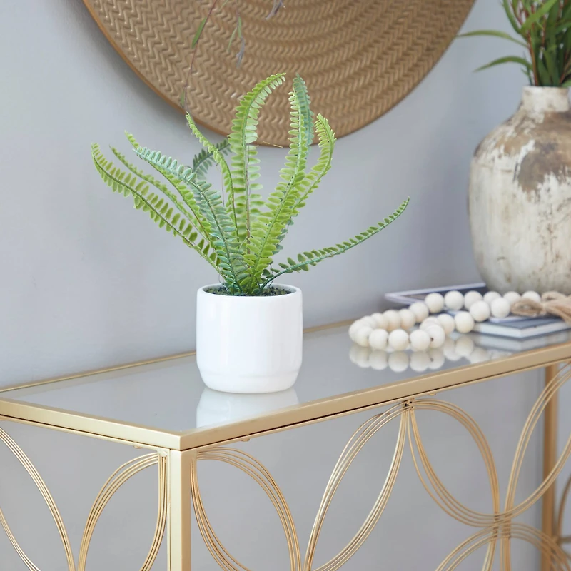 White Ceramic Contemporary Artificial Foliage, 14" x 12" x 13"