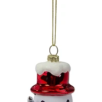 5.5" White & Red Glass Snowman Christmas Ornament