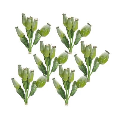 9.5" Green Poppy Pod Foliage Bundles, 6ct.