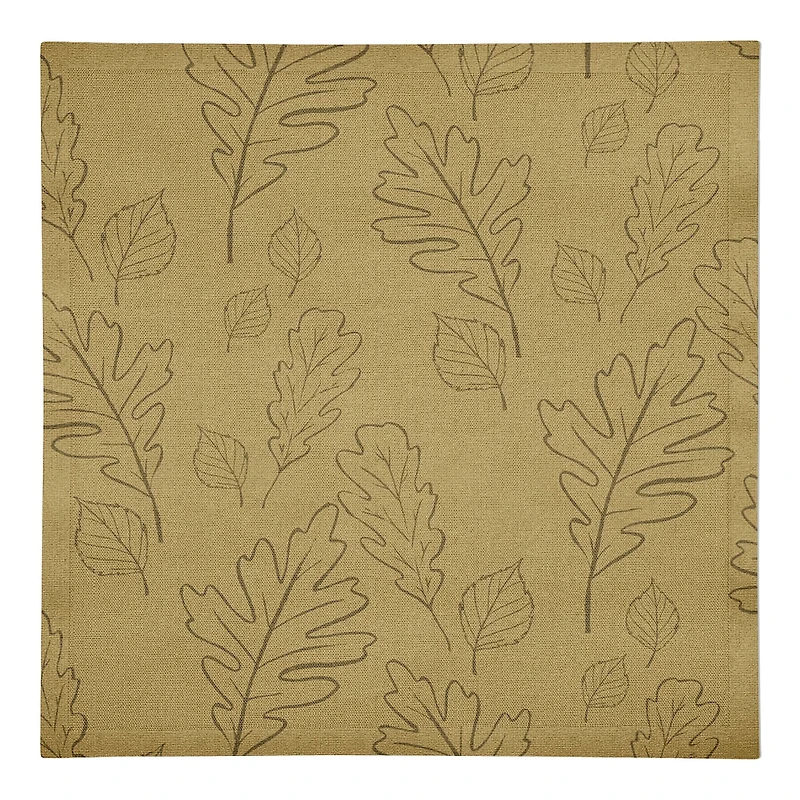 Mustard Yellow Large Leaf Pattern Cotton Twill Napkin