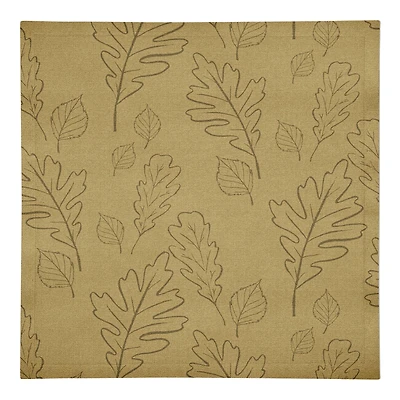 Mustard Yellow Large Leaf Pattern Cotton Twill Napkin