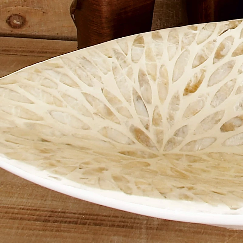 22" White Mother of Pearl Coastal Tray