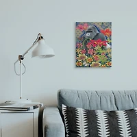 Stupell Industries Gorilla Standing Behind Tropical Florals Geometric Pattern Canvas Wall Art