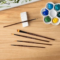 Golden Synthetic Acrylic 5 Piece Round & Angle Shader Brush Set by Artist's Loft™