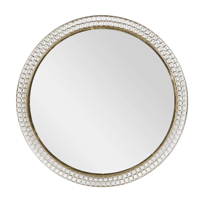 37" Gold Metal Contemporary Round Wall Mirror