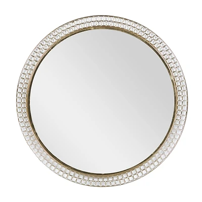 37" Gold Metal Contemporary Round Wall Mirror