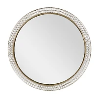 37" Gold Metal Contemporary Round Wall Mirror