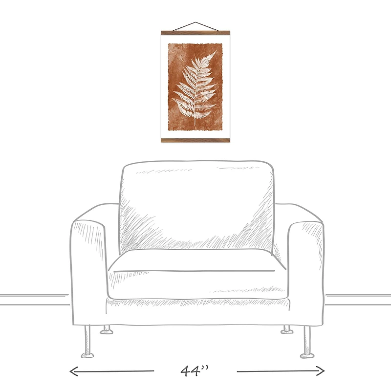 Fern Stamp Copper 12" x 18" Teak Hanging Canvas