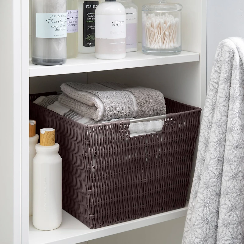 Simplify Chocolate Rattan Storage Basket