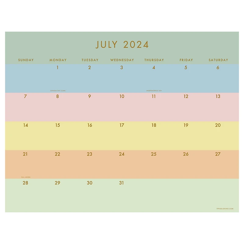 TF Publishing 2024-2025 Super Stripe Desk Pad Calendar