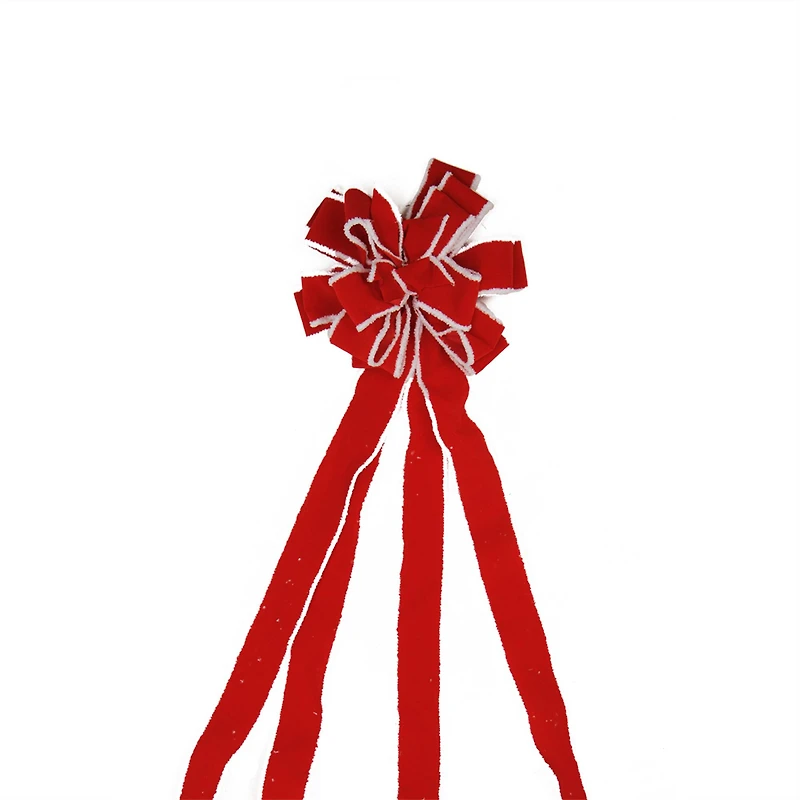 48" Red & White Fringe 16 Loop Commercial Christmas Bow