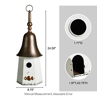 Glitzhome® 24" White Washed Metal Bell Roof Birdhouse