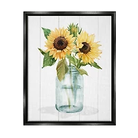 Stupell Industries Yellow Sunflowers Country jar Framed Floater Canvas Wall Art