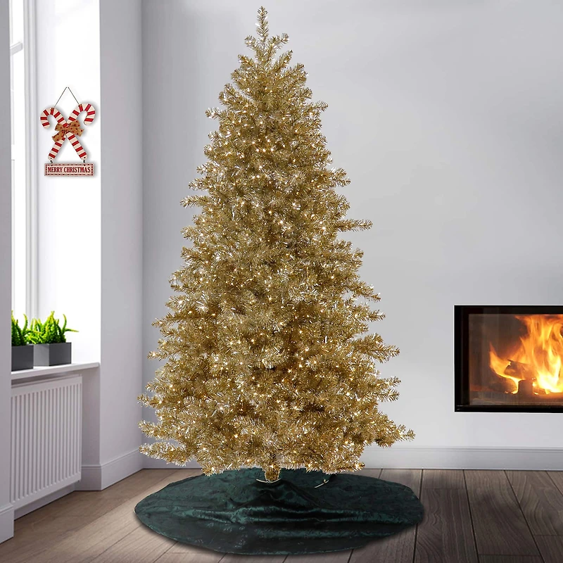 7.5ft. Pre-Lit Platinum Metallic Artificial Christmas Tree, Clear LED Infinity Lights®