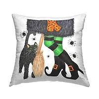 Stupell Industries Halloween Witch & Black Cat Festive Throw Pillow