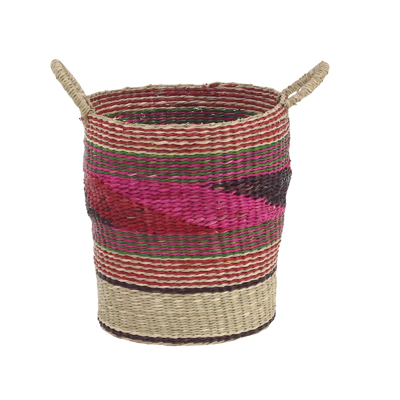 Pink Sea Grass Eclectic Storage Basket Set