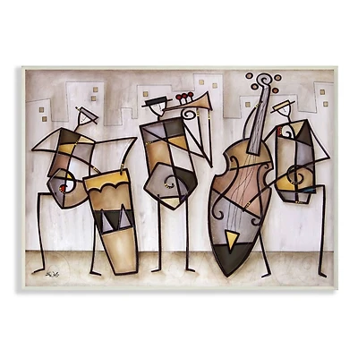 Stupell Industries Musical Trio Abstract Modern White Framed Wall Art