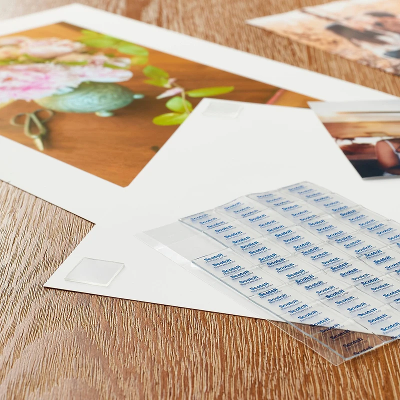 Scotch® Removable Mounting Tape Squares, Transparent