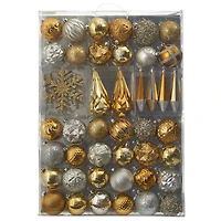 52ct. 6" Gold & Silver Shatterproof Ornament Set