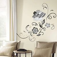 RoomMates Black & White Flower Scroll Peel & Stick Wall Decals
