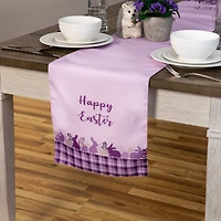 72" Pastel Purple Happy Easter Plaid Table Runner