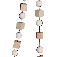 Hello Honey® 6ft. Paulownia Wood Mixed Shapes Beads & Red String Garland