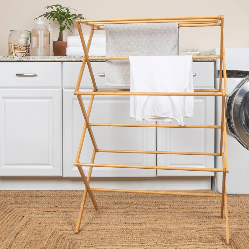 Household Essentials Drying Rack (Bamboo, 29")