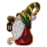 Wonderland Crafts Green & Yellow Gnome Bead Embroidery on Wood Kit