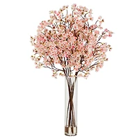 32" Artificial Cherry Blossom Arrangement with Glass Cylinder Vase