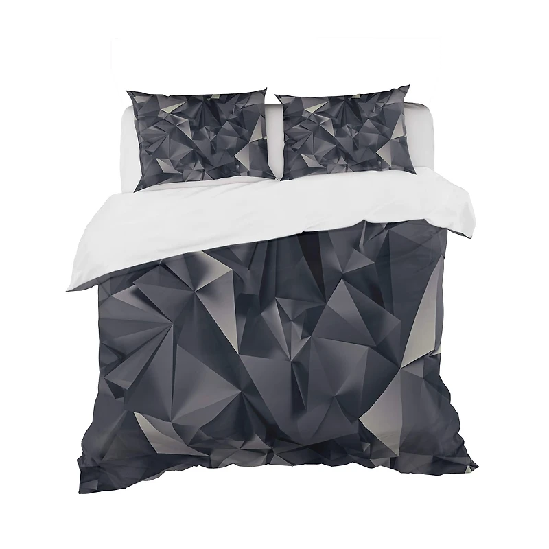 Designart 'Geometric Triangular Shades of Black' Modern & Contemporary Bedding Set