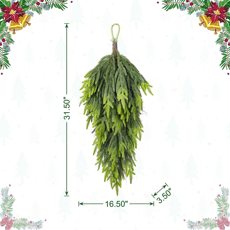 Glitzhome® 31.5"H Christmas Greenery PE Teardrop