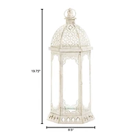 20'' Graceful Distressed White Lantern