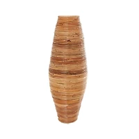 37" Brown Rattan Handmade Tall Wrapped Vase