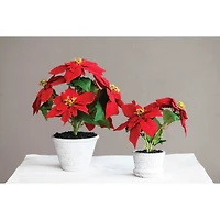 Hello Honey® 12" Faux Poinsettia in Round Cement Pot