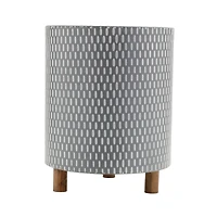 Geometric Design Iron Metal Planters with Wood Legs Set