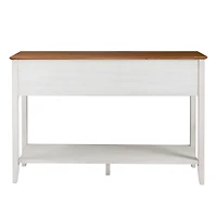 Walker Edison 52" Reclaimed Barnwood & White 3-Drawer Buffet Table