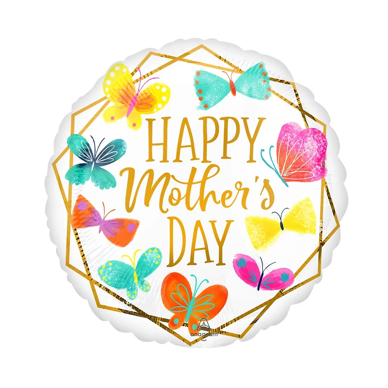 17" Happy Mother's Day Butterflies Foil Balloon