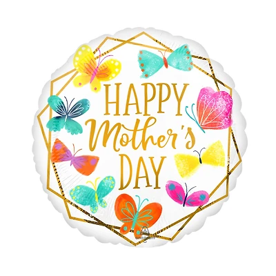 17" Happy Mother's Day Butterflies Foil Balloon