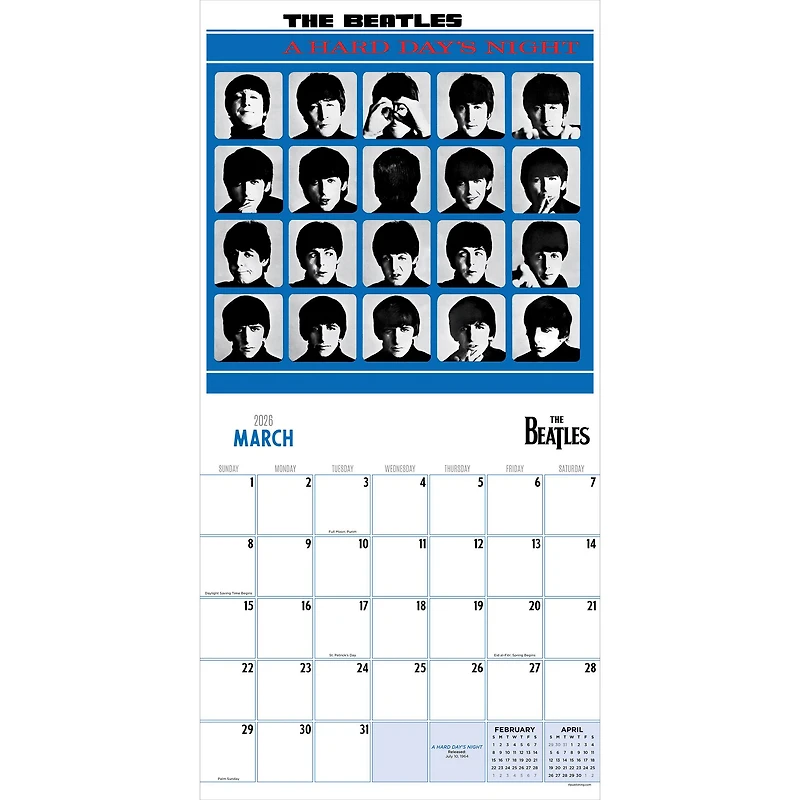 2026 The Beatles: Albums & Artwork Wall Calendar