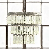 Hello Honey® 21.3" 3-Tier Round Metal Chandelier With 3 Lights & Hanging Wood Beads